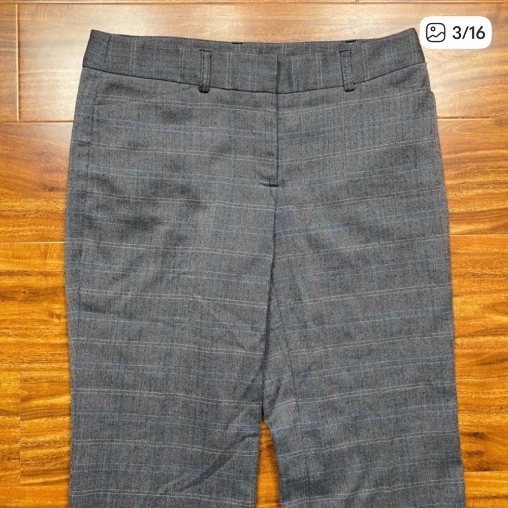 3/$25 Anne Klein Womens Gray Plaid Midrise Bootcut Trouser Sz 4 Academia Preppy